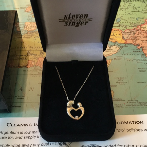 Steven Singer Diamond Silver Mother’s Day Necklace - Picture 2 of 3